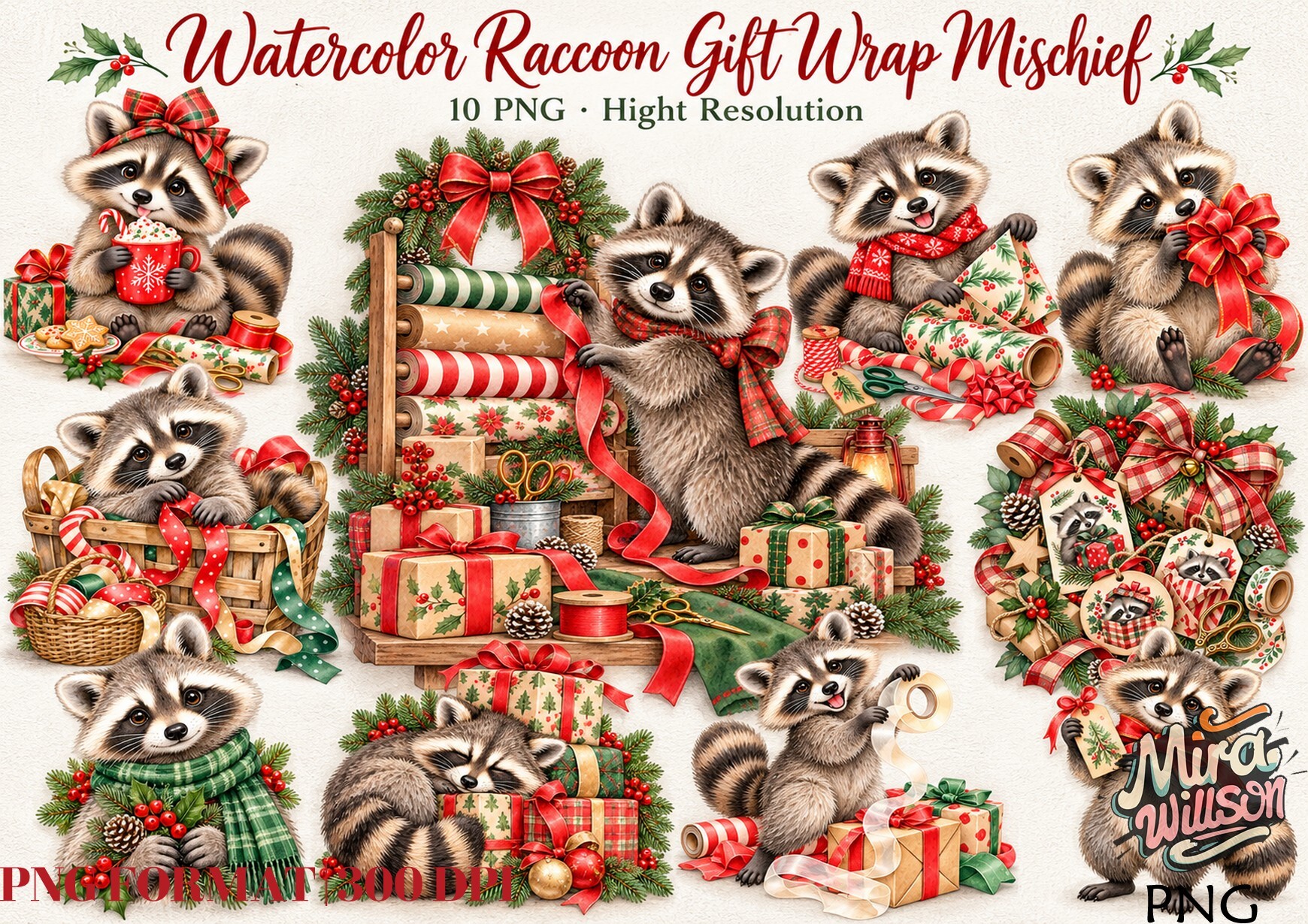 Raccoon Gift Wrap Mischief Bundle