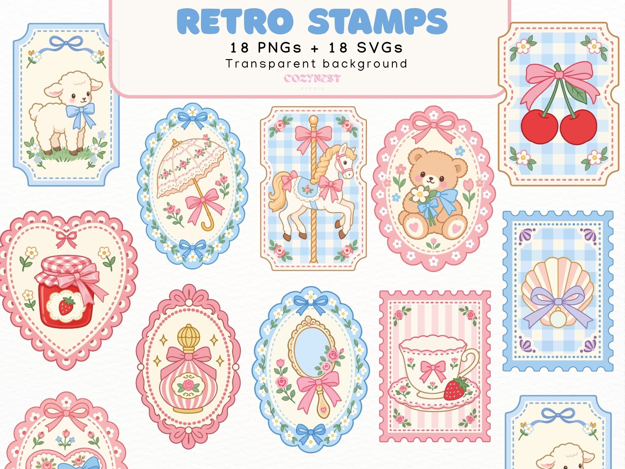 Retro Stamp, Cottagecore Postage Stamp