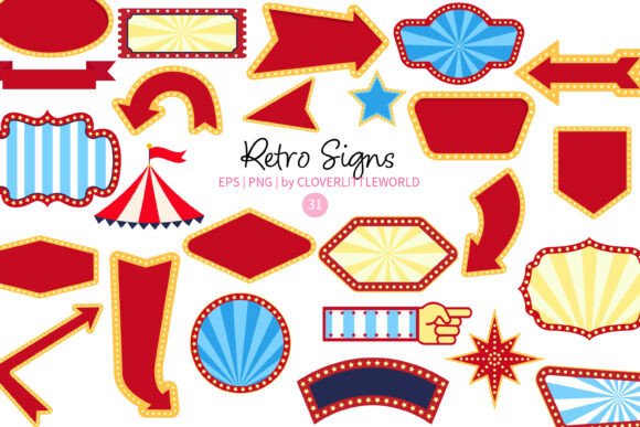 Retro Vintage Marquee Signboard Clipart