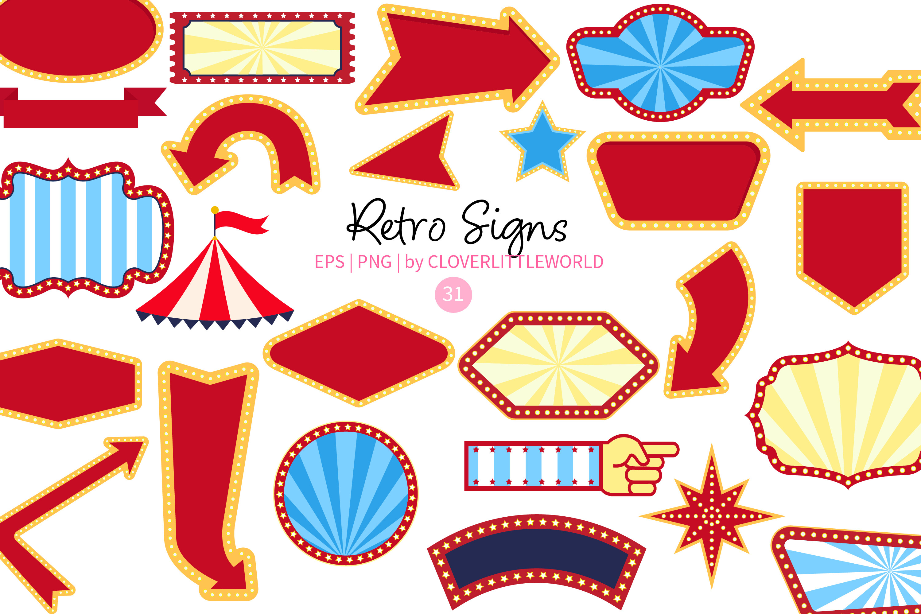 Retro Vintage Marquee Signboard Clipart