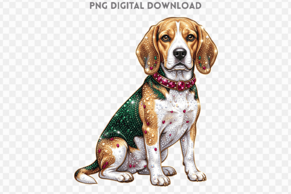 Rhinestone Beagle Dog PNG