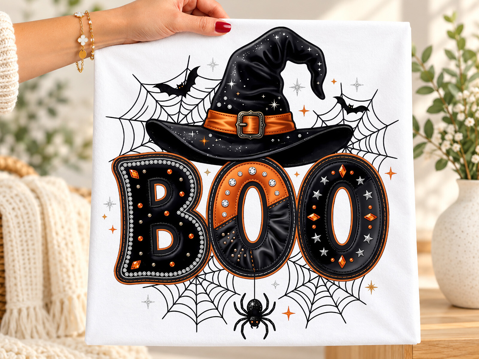 Rhinestone Boo Halloween PNG