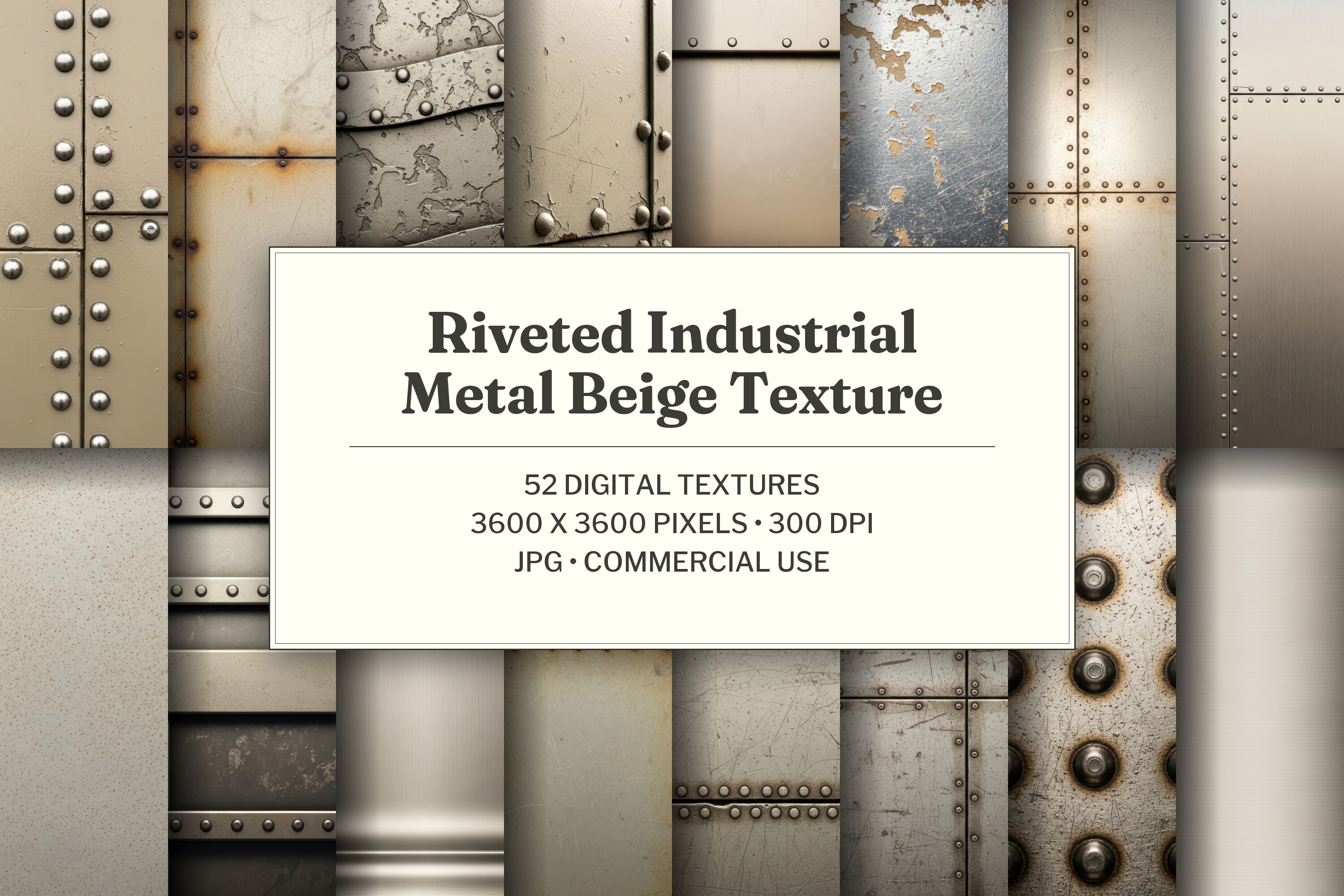 Riveted Industrial Metal Beige Texture