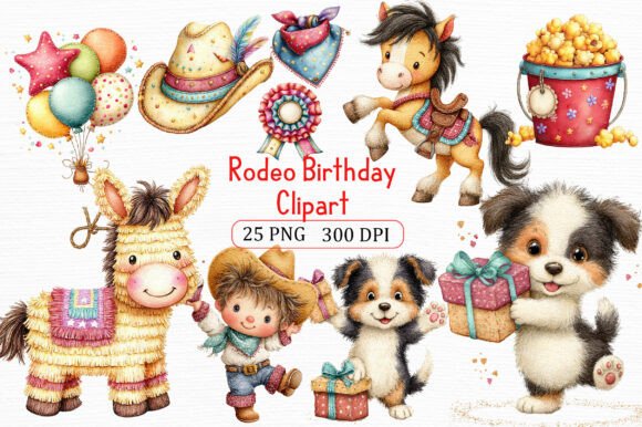 Rodeo Birthday Clipart Art Set