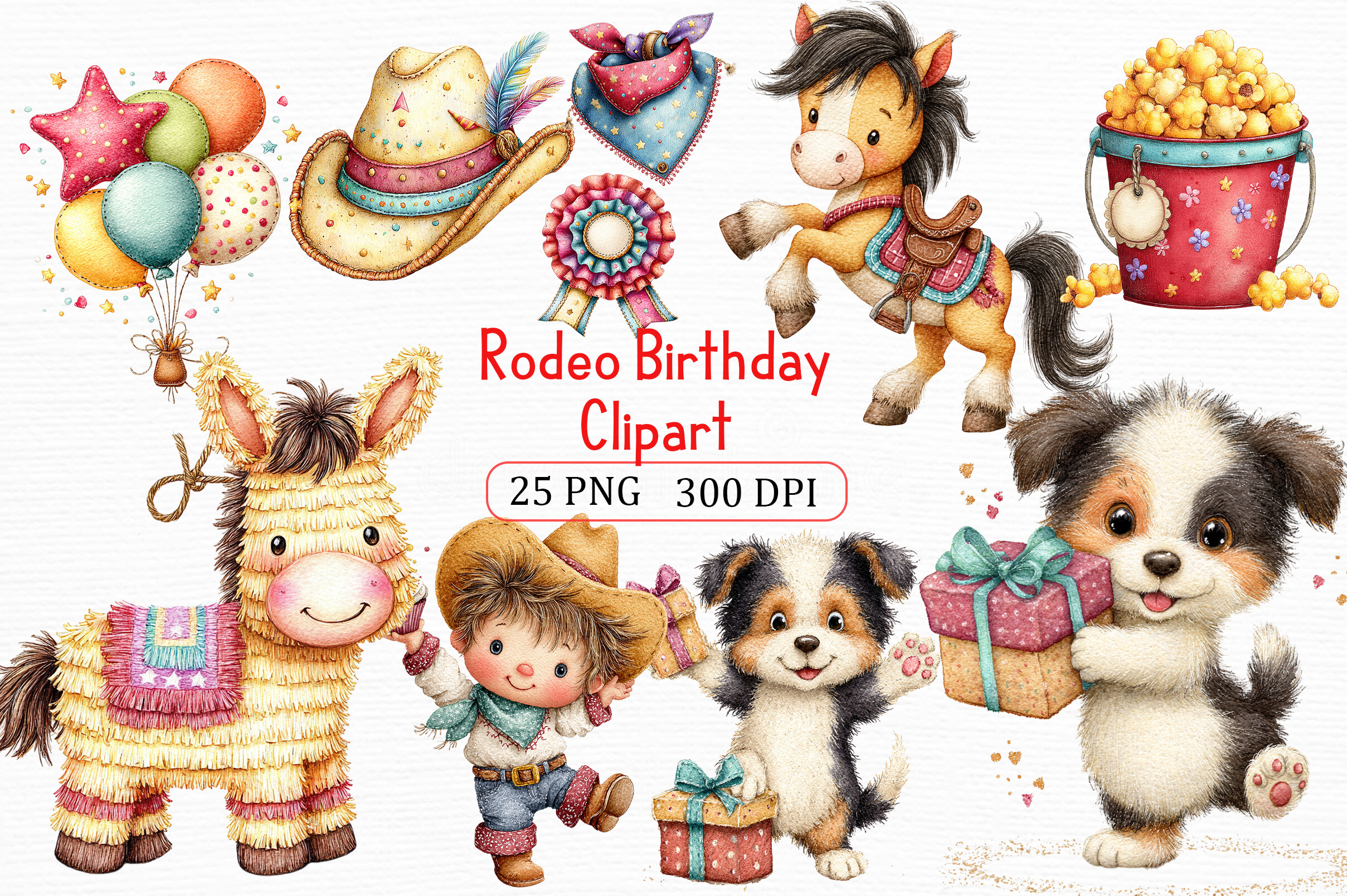 Rodeo Birthday Clipart Art Set