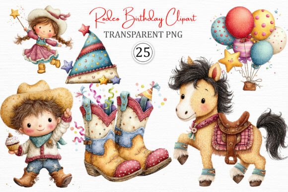 Rodeo Birthday Clipart PNG Set