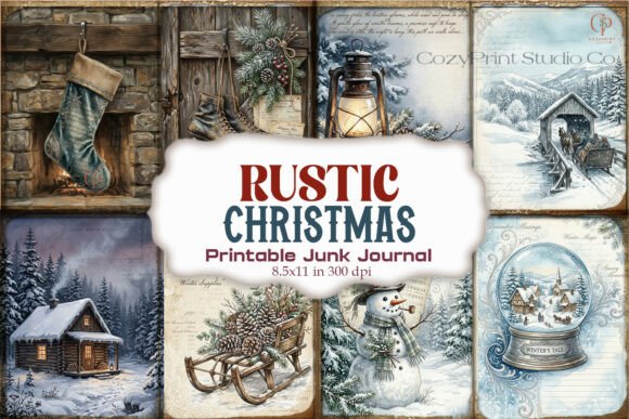 Rustic Christmas Cabin Snow Junk Journal