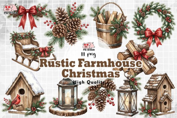 Rustic Farmhouse Christmas Clipart