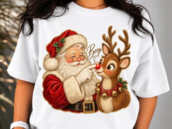 Santa Reindeer Boop PNG Sublimation Desi