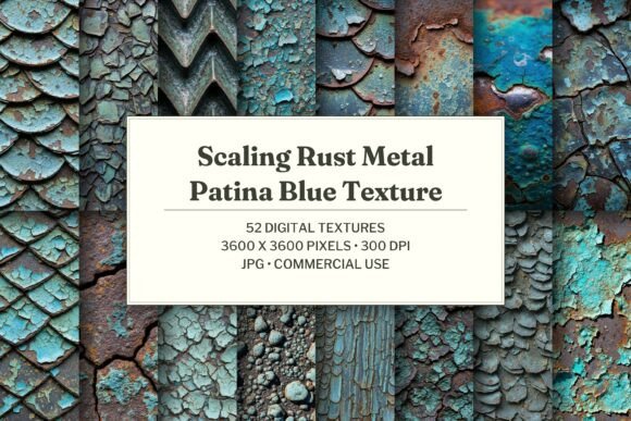 Scaling Rust Metal Patina Blue Texture