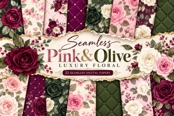 Seamless Pink & Olive Luxury Floral