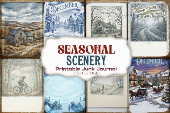 Seasonal Scenery Winter Village Journal