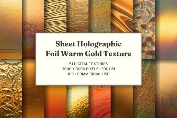 Sheet Holographic Foil Warm Gold Texture