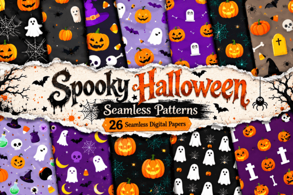 Spooky Halloween Seamless Patterns