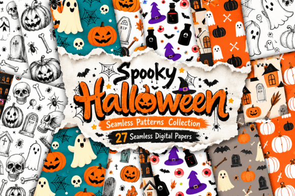 Spooky Halloween Seamless Patterns
