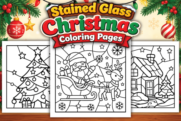 Stained Glass Christmas Coloring Pages