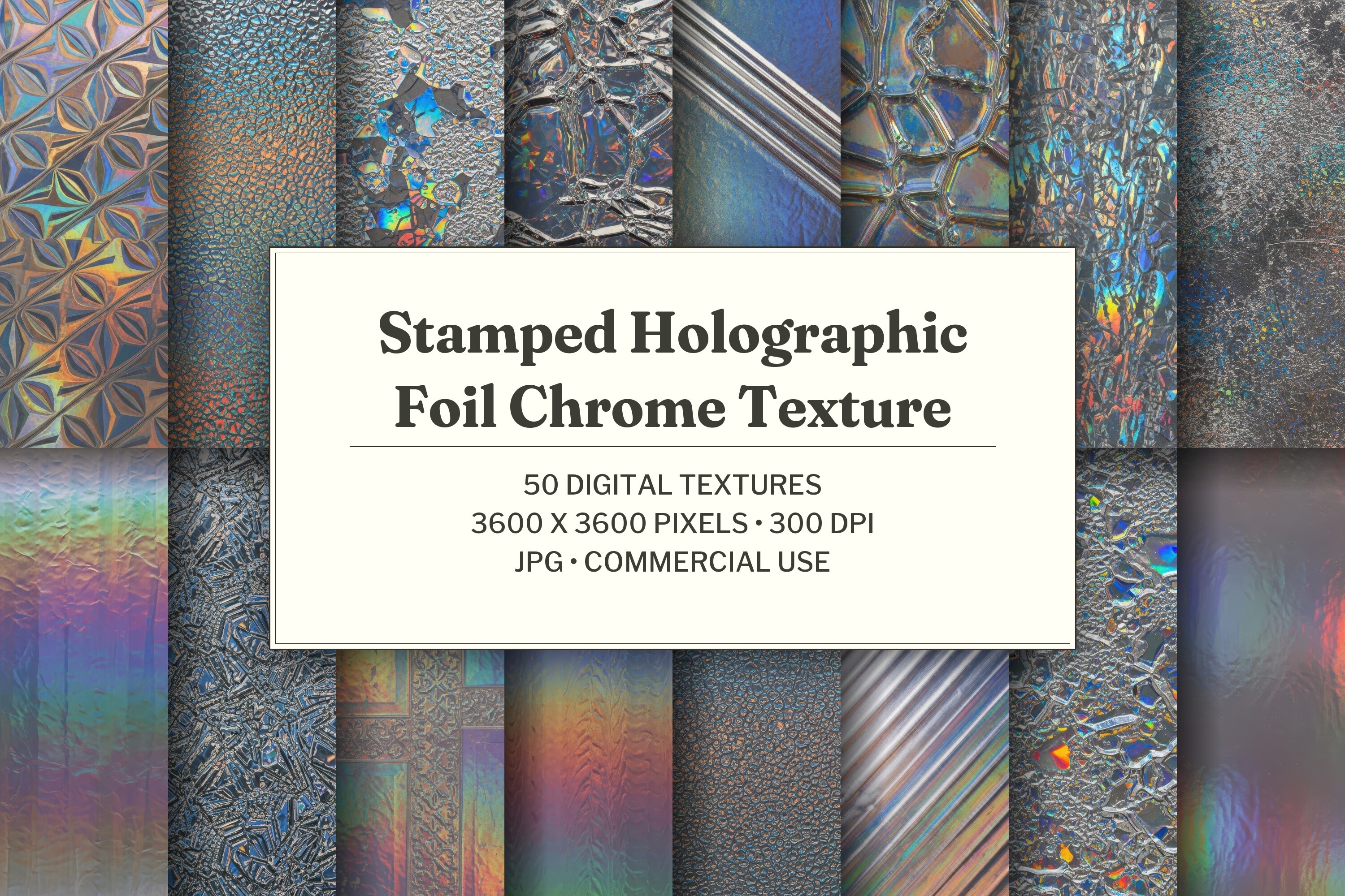 Stamped Holographic Foil Chrome Texture
