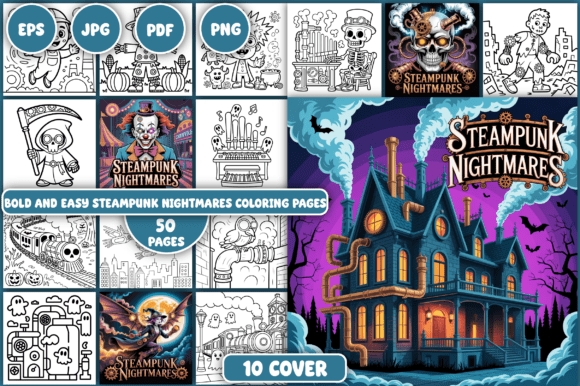 Steampunk Nightmares Coloring Pages