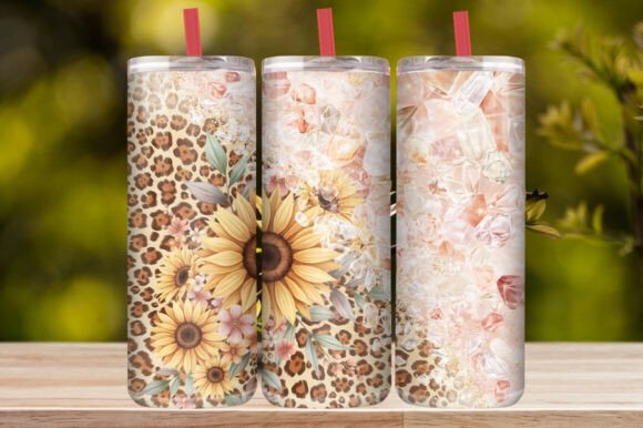 Sunflower Leopard Glam Tumbler Wrap