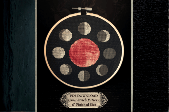 Super Blood Moon Cross Stitch Pattern