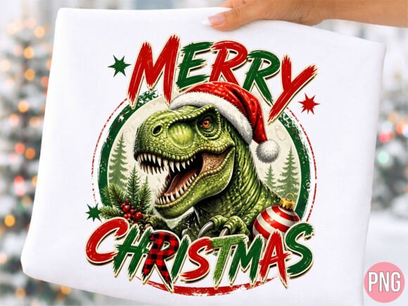 T-Rex Dinosaur Christmas PNG Shirt