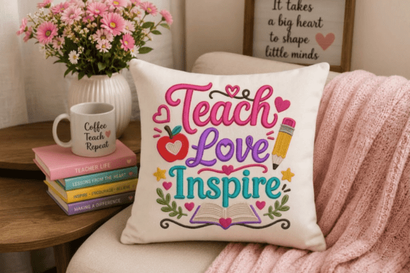 Teach Love Inspire Embroidery Design