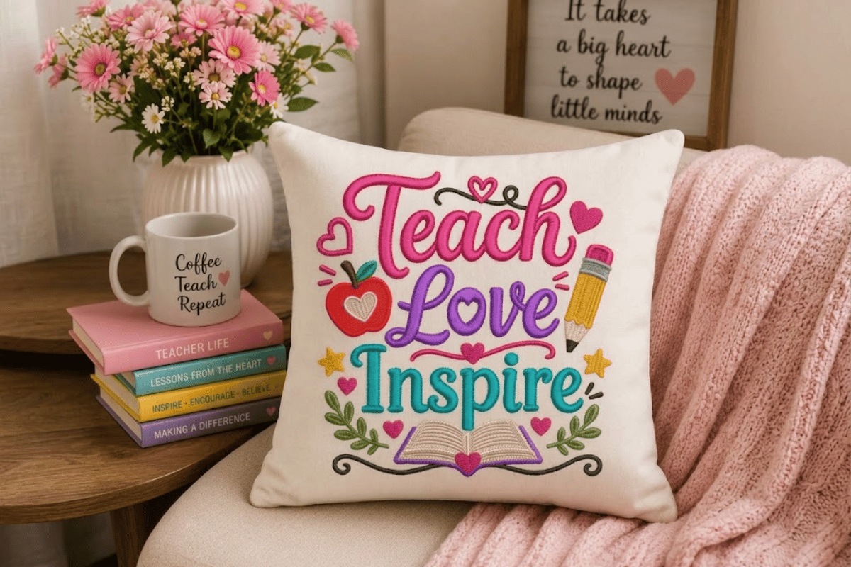Teach Love Inspire Embroidery Design