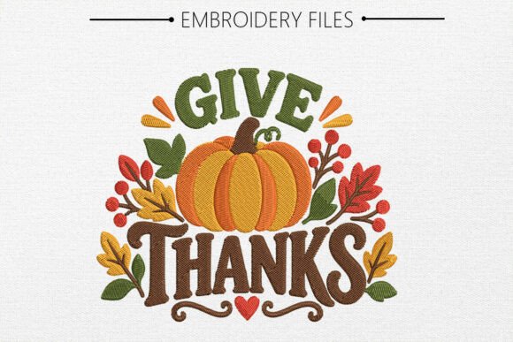 Thankful Pumpkin Embroidery Design