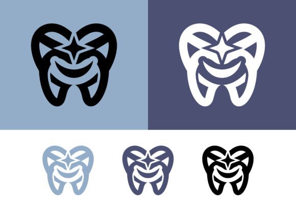 Tooth Logo Design with Star and Smile