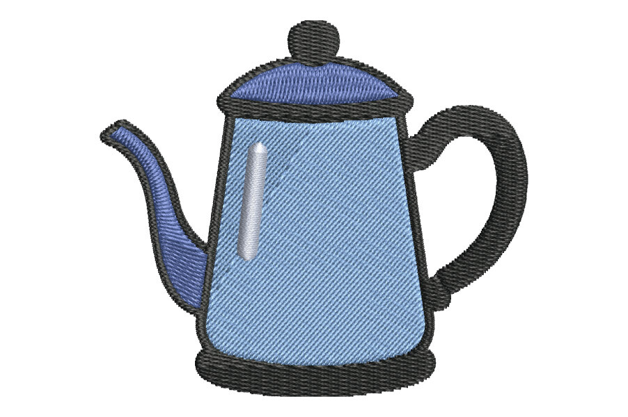 Vintage Blue Coffee Percolator Embroider