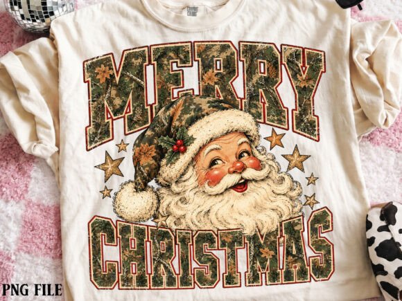 Vintage Camouflage Santa Christmas PNG Graphic Illustrations By daily.arts