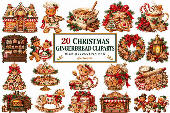 Vintage Christmas Gingerbread Clipart