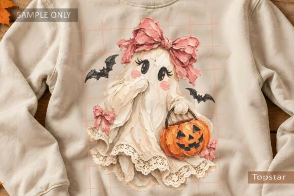 Vintage Coquette Ghost Halloween PNG Art