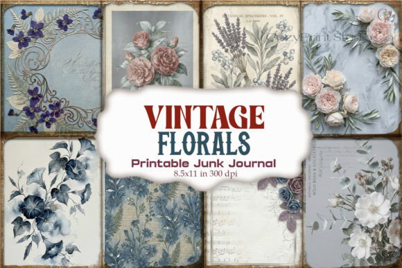 Vintage Floral Rose Botanical Junk Journ