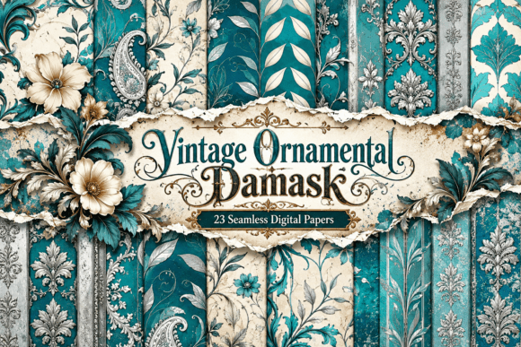 Vintage Ornamental Damask Pattern