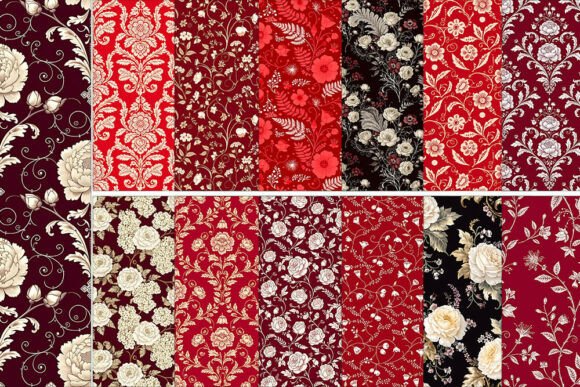Vintage Red Floral Seamless Pattern Bund