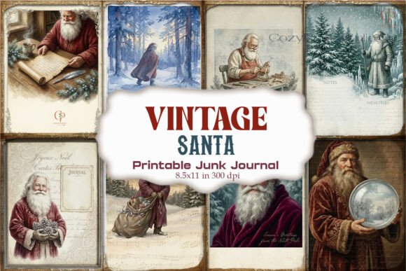 Vintage Santa Claus Winter Junk Journal
