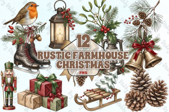 Watercolor Christmas Woodland Clipart