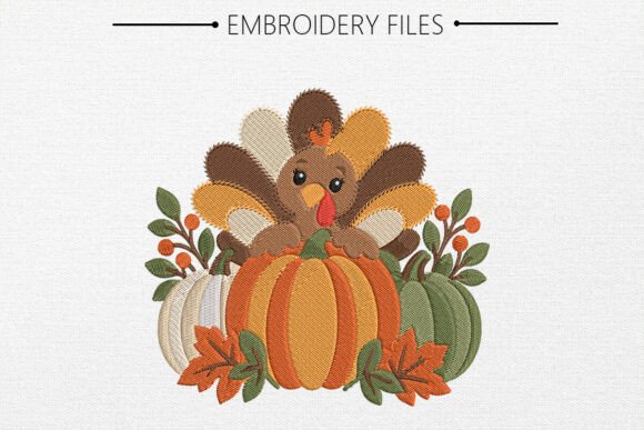 Thankful Turkey Pumpkin Embroidery