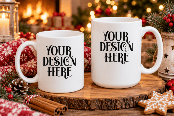 11oz & 15oz Christmas Mug Mockup