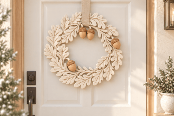 3D Print STL Oak Leaf Acorn Wreath – Autumn Door Decor Digital File - Image 2
