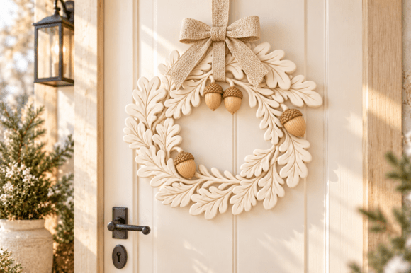 3D Print STL Oak Leaf Acorn Wreath – Autumn Door Decor Digital File - Image 3