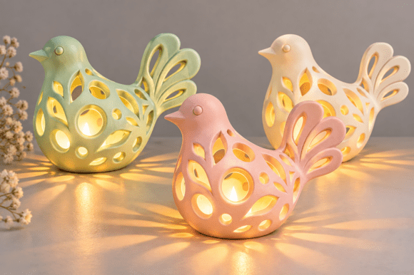 3D STL Bird Tealight Holder – Decorative 3D Printable Candle Holder File - Image 1
