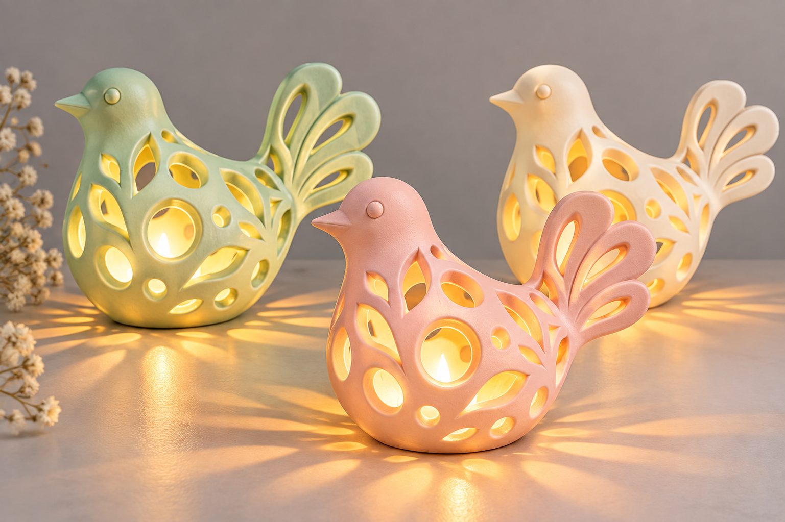 3D STL Bird Tealight Holder – Decorative 3D Printable Candle Holder File - Image 4