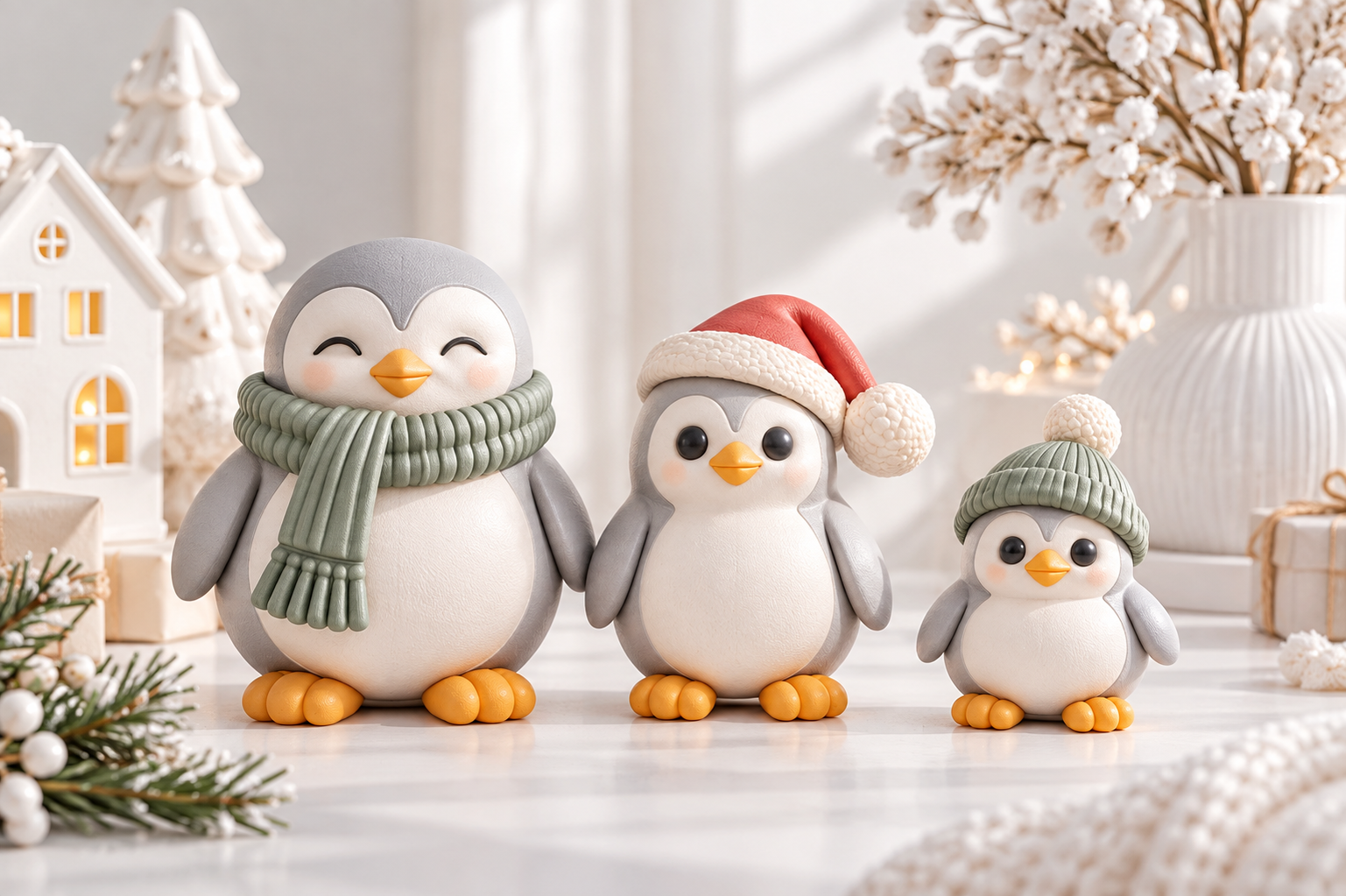 3D STL Cute Penguin Winter Family - Festive 3D Print Decor Set - Image 5