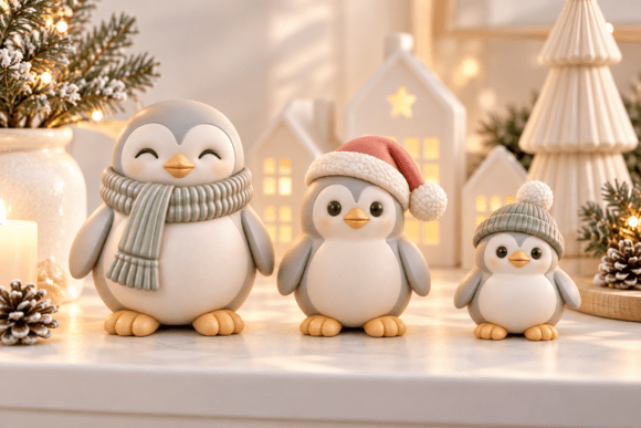 3D STL Cute Penguin Winter Family - Festive 3D Print Decor Set - Image 4