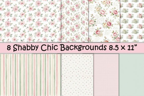 8 Shabby Chic Backgrounds 8.5 X 11 JPEG