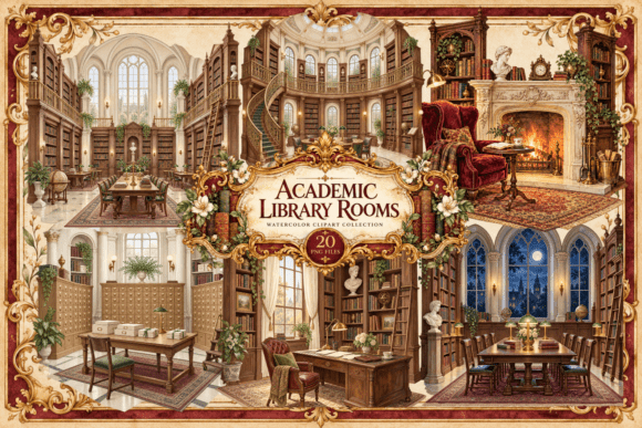 Academic Library Rooms – Light Academia
