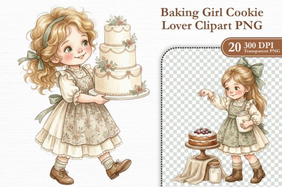 Baking Girl Cookie Lover Clipart PNG