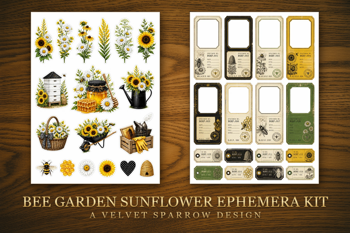 Bee Garden Sunflower Ephemera Kit